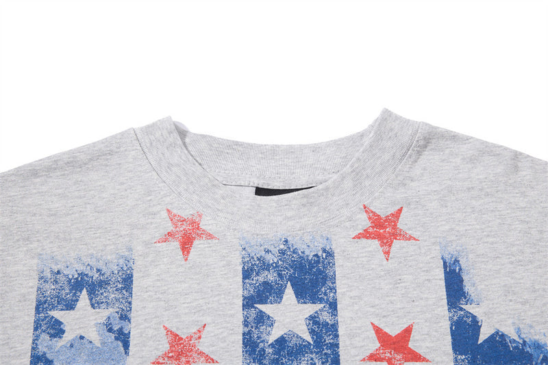 Men's Graphic Long Sleeve T-Shirt – Stars & Stripes Skatepark Print, Mock Neck