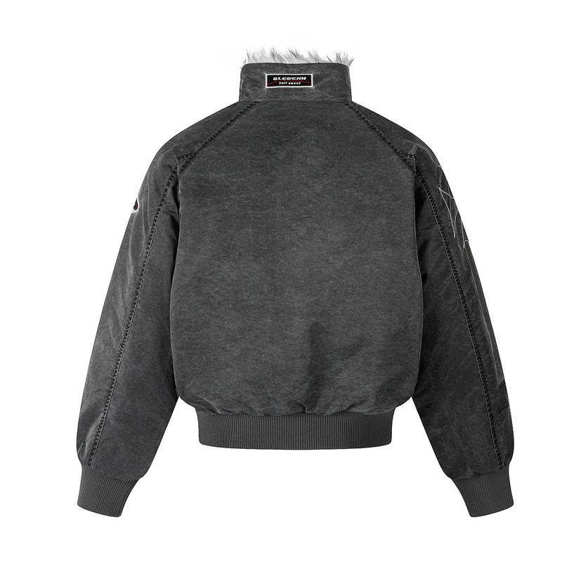 Men's Padded Bomber Jacket with Faux Fur Collar – Oversized Flight Jacket