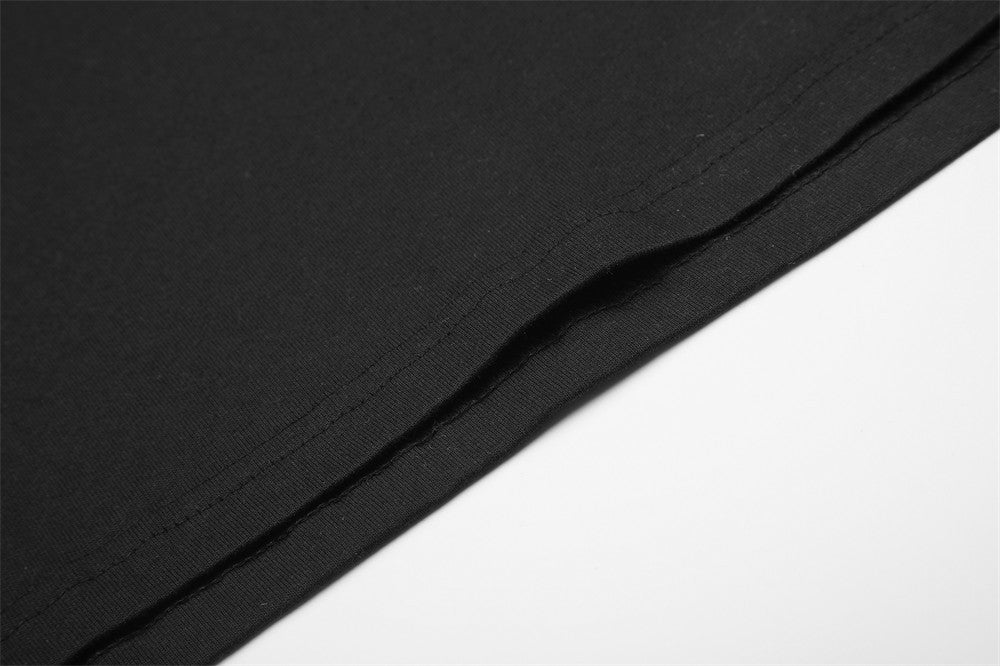 Faux-Layered Graphic Long Sleeve Tee with Black & White Striped Sleeves