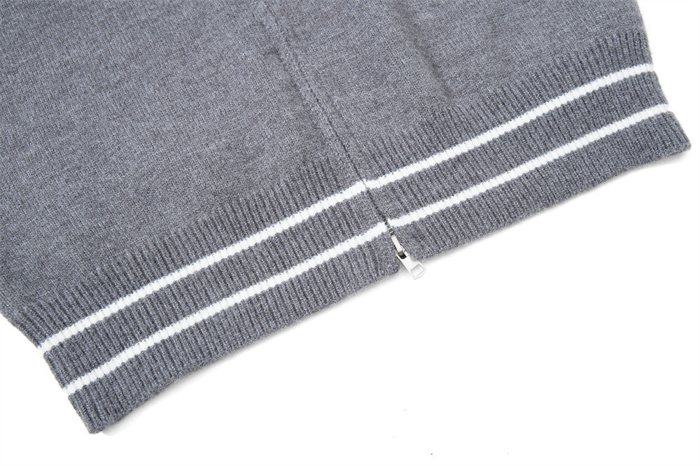 Men Zip Up Sweater Knit Polo Collar Cardigan – Relaxed Fit