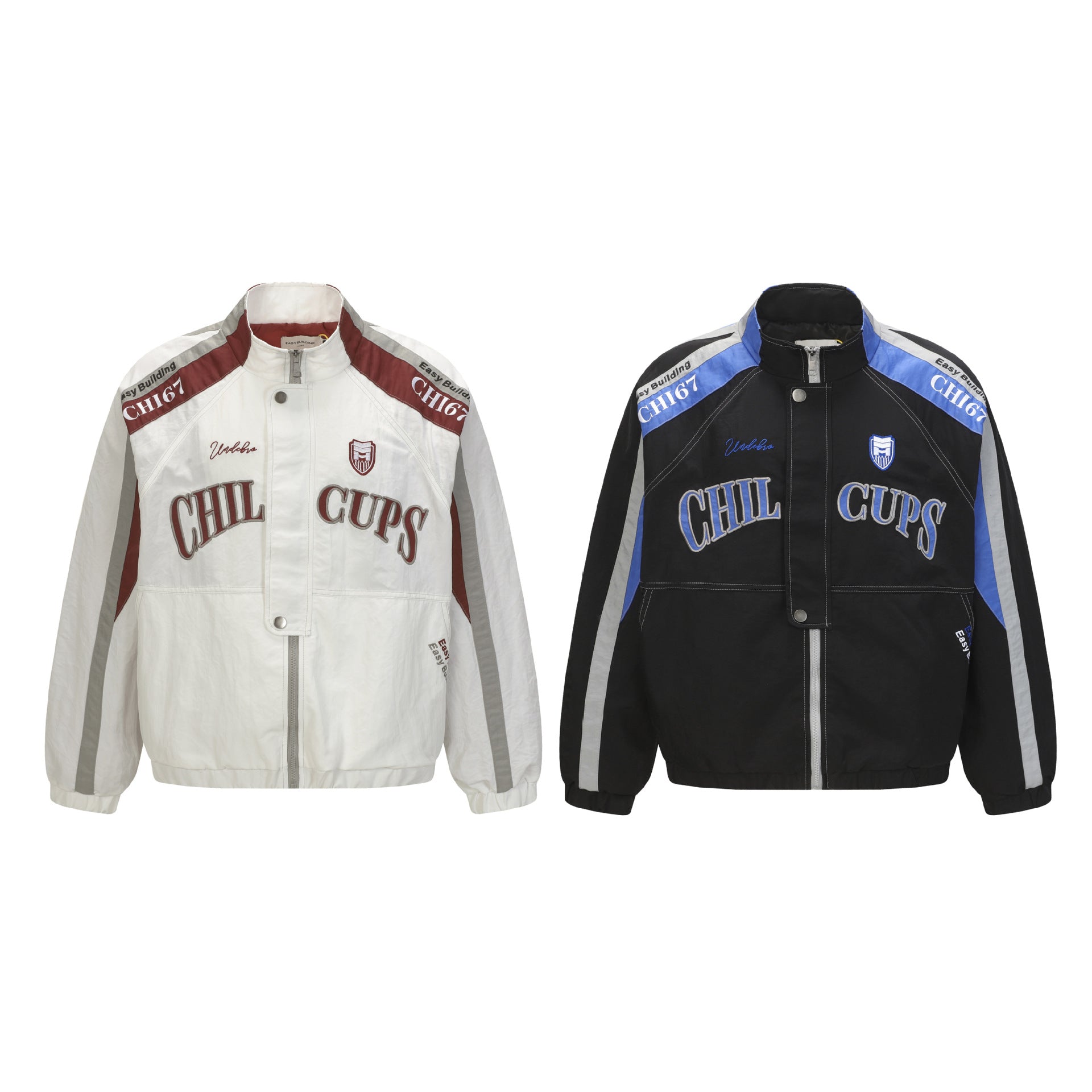 Blouson racing varsity brodé – Veste bomber colorblock CHI67 streetwear