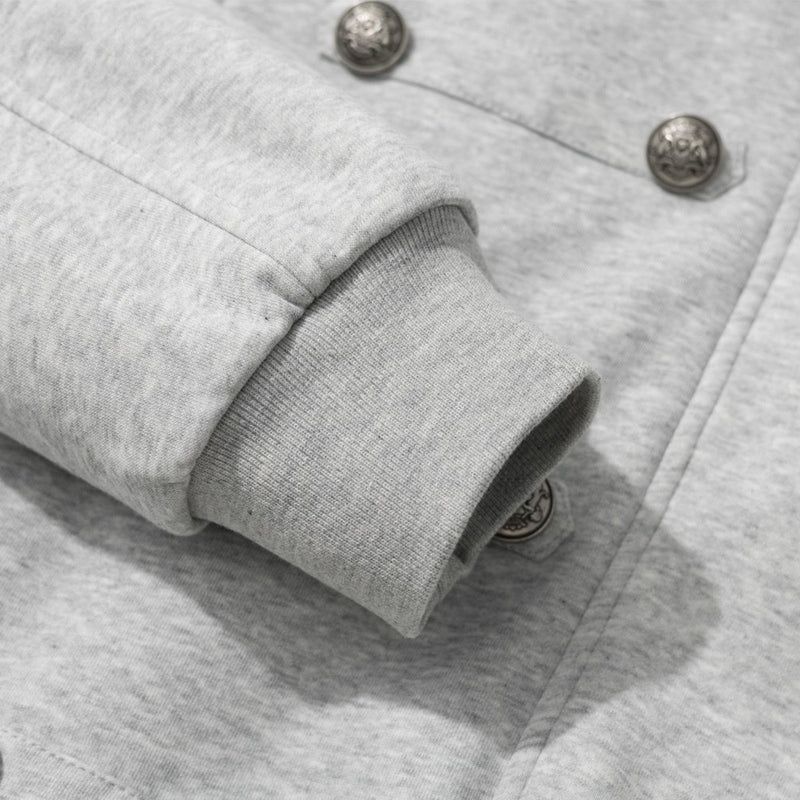 Men's Double-Breasted Stand-Collar Fleece-Lined Jacket