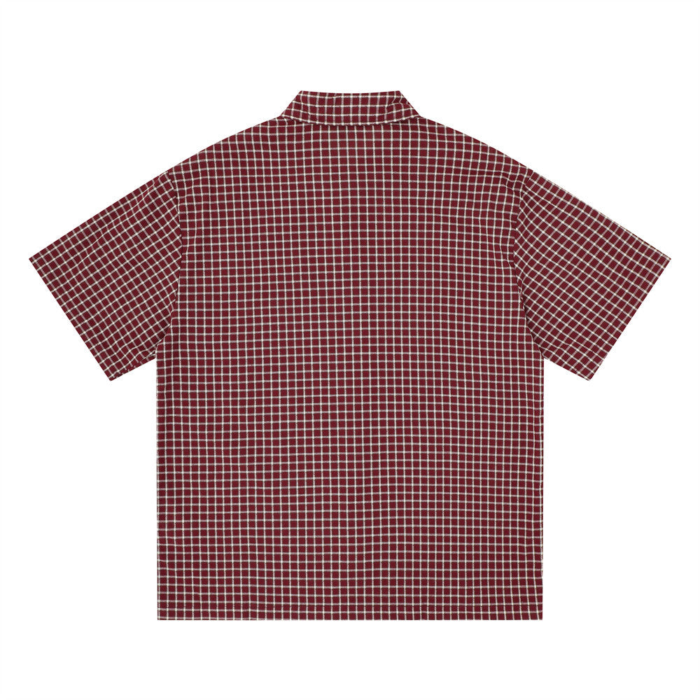 Plaid Check Short Sleeve Shirt – Oversized Streetwear with Script Print