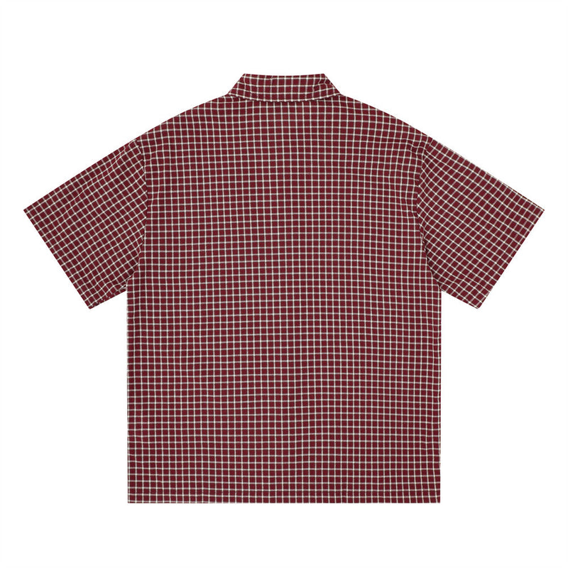 Plaid Check Short Sleeve Shirt – Oversized Streetwear with Script Print