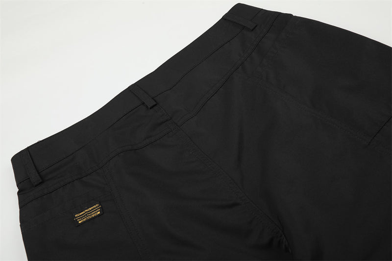 Men's Black Cargo Utility Pants with Mesh Panels & Wide-Leg Silhouette
