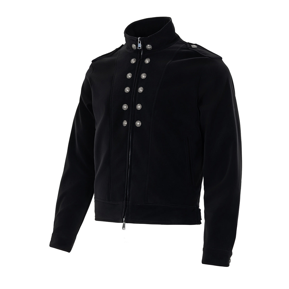 Jacke im Military-Stil mit Stehkragen und zweireihigem Knopfdetail