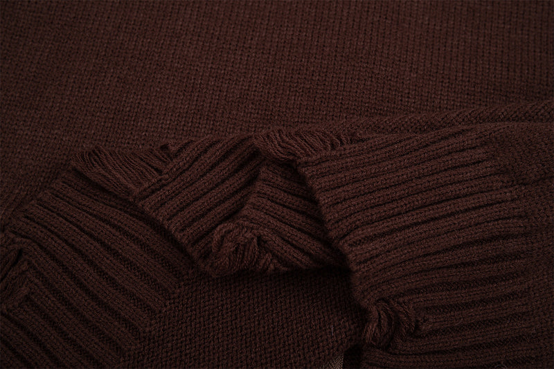 Sudadera de punto con cremallera y cruz gótica – Cárdigan de streetwear americano desgastado