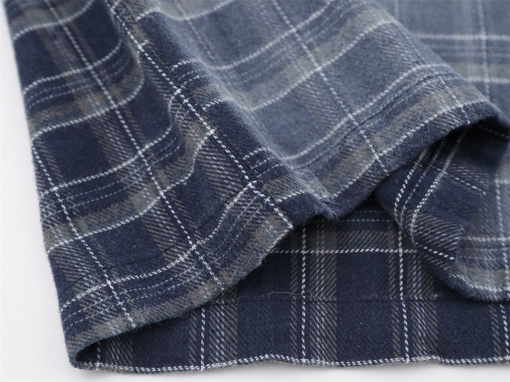 Plaid Long Sleeve Button-Up Shirt – Oversized Vintage Washed Flannel
