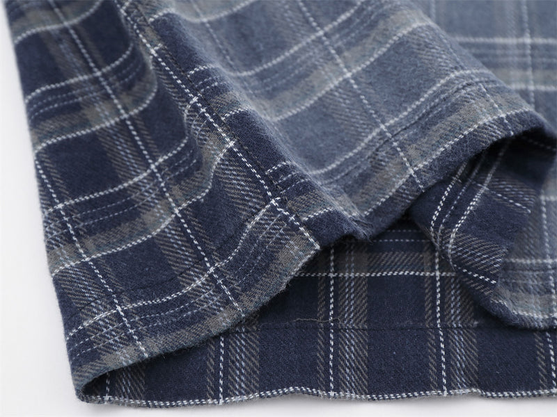 Plaid Long Sleeve Button-Up Shirt – Oversized Vintage Washed Flannel