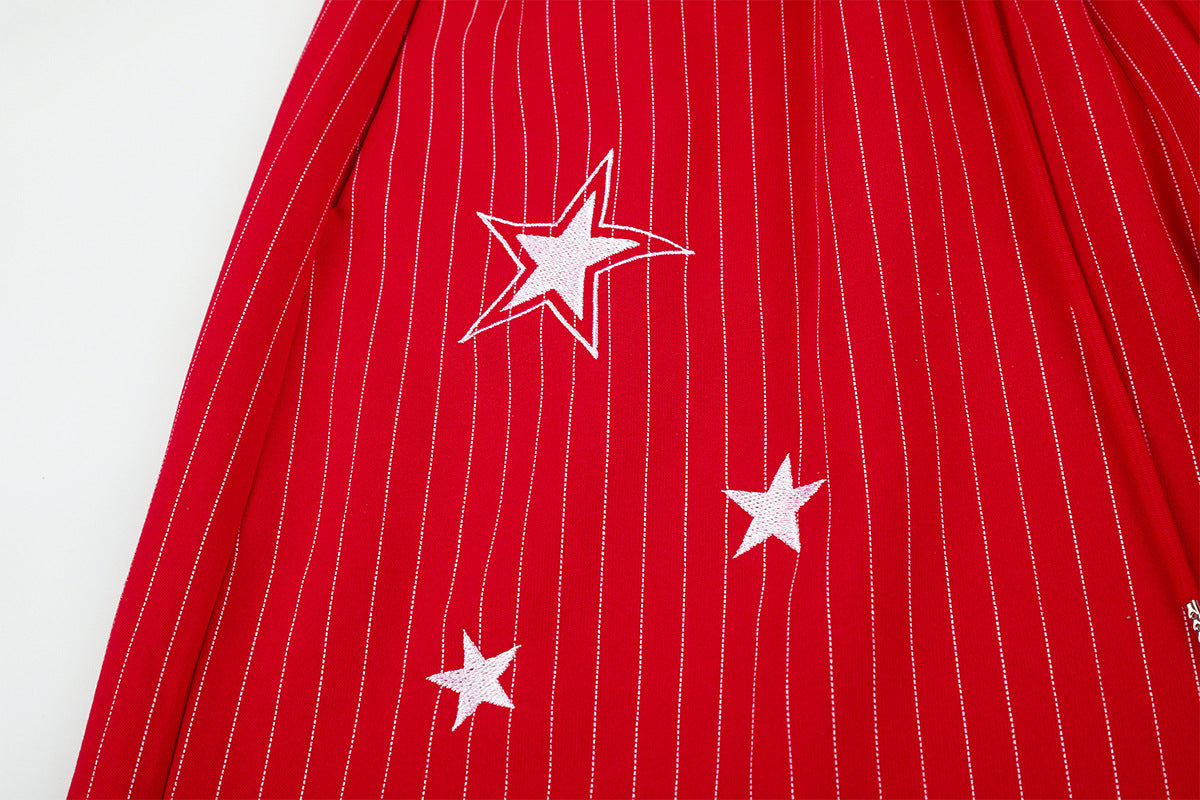 Wide Leg Striped Pants with Star Embroidery – Baggy Street Dance Trousers