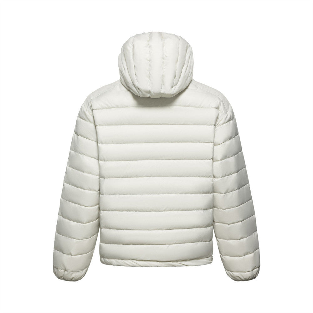 Men's Hooded Puffer Down Jacket – Dual Zip, Solid Color Winter Coat