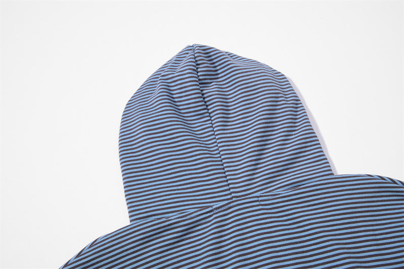 Sudadera de rayas con cremallera - Sudadera bomber corta oversize bordada para hombre