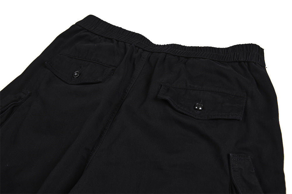 Black Cargo Pants Men – Wide Leg Double-Breasted High-Street Trousers