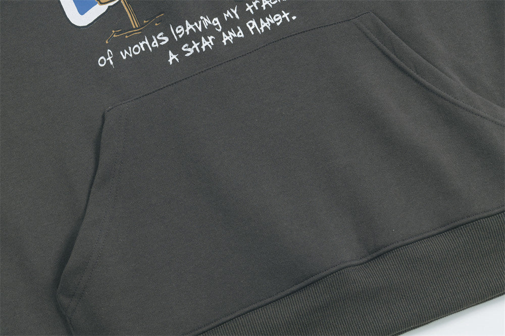 Hoodie mit Cartoon-Bär- und Kaktusgrafik, Colorblock-Raglanärmeln