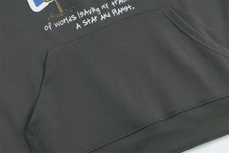 Hoodie mit Cartoon-Bär- und Kaktusgrafik, Colorblock-Raglanärmeln