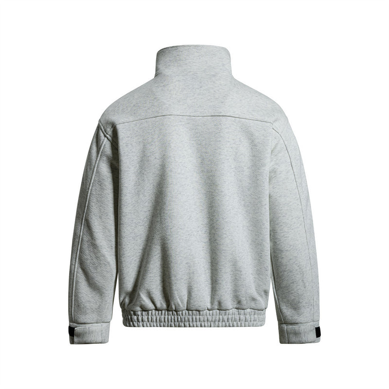 Men's Mock Neck Full-Zip Track Jacket with Crest Patch – Streetwear Fleece