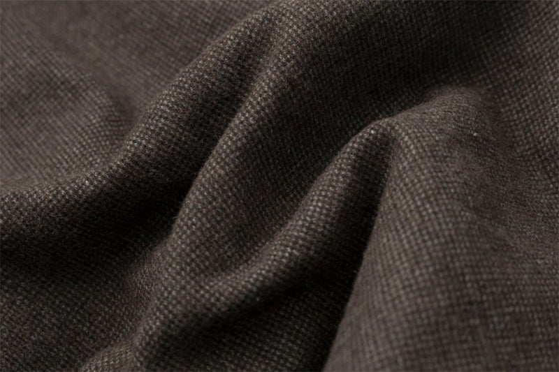 Men's Fur Collar Bomber Jacket – Houndstooth Wool-Blend with Cargo Pockets