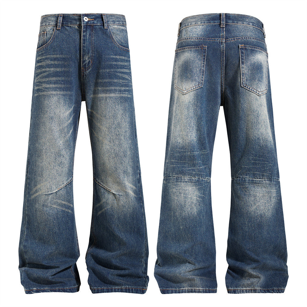 Vaqueros acampanados de pierna ancha para hombre – Denim vintage lavado y desgastado