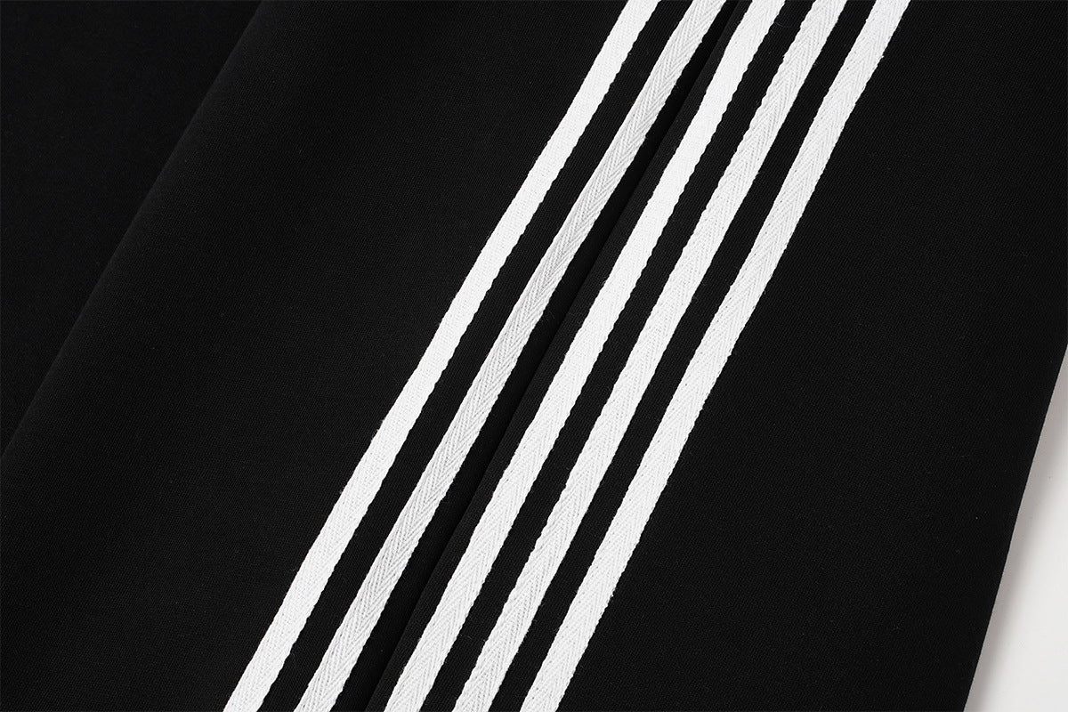 Wide-Leg Sweatpants with Barcode Cross Print & Double Waistband