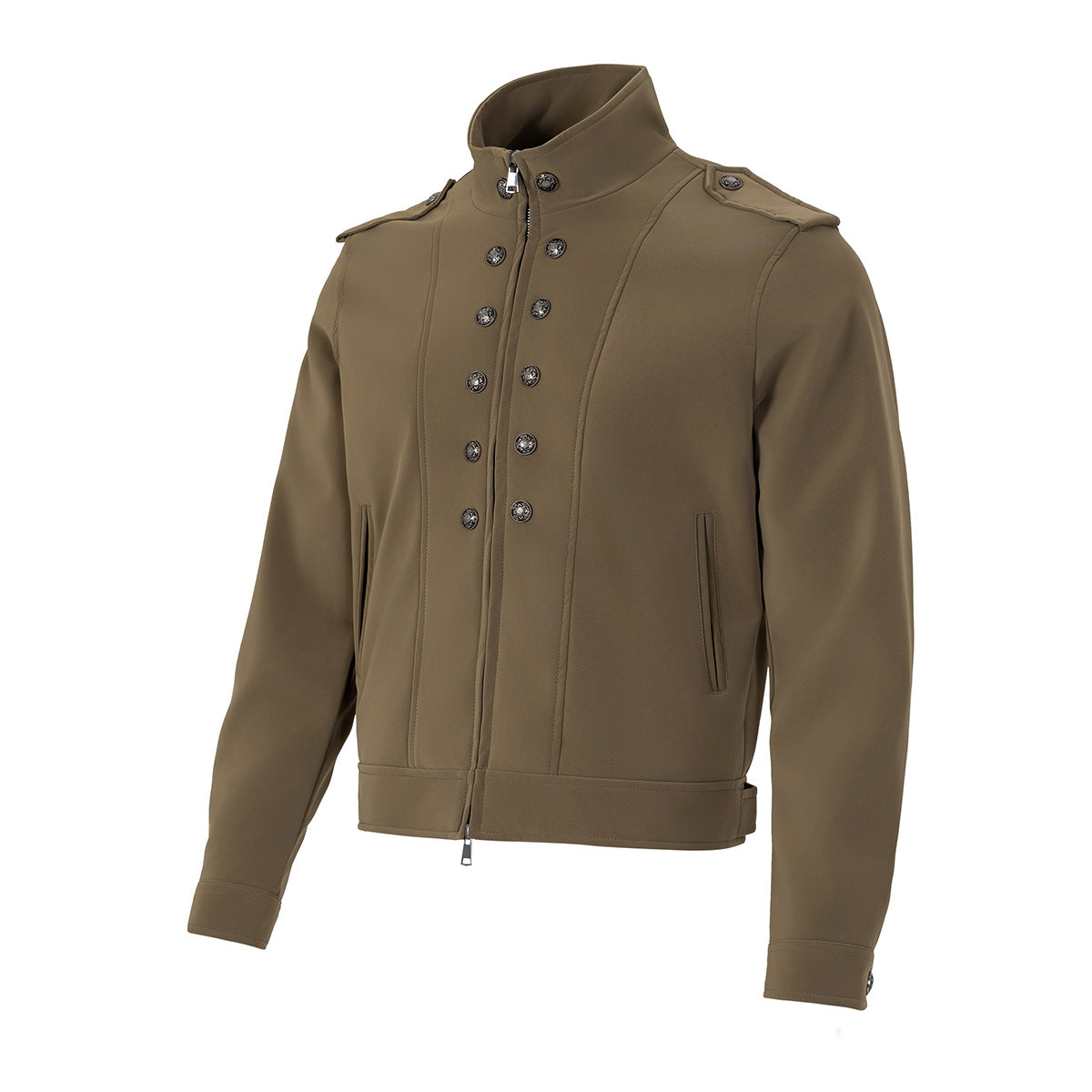 Jacke im Military-Stil mit Stehkragen und zweireihigem Knopfdetail
