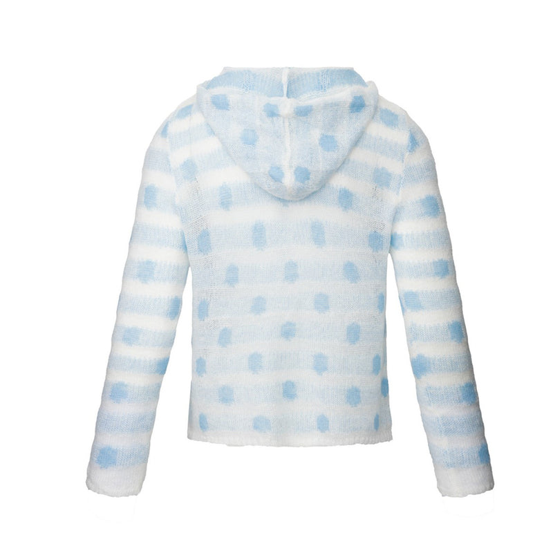 Pull hoodie en maille à pois – Pullover rayé semi-transparent