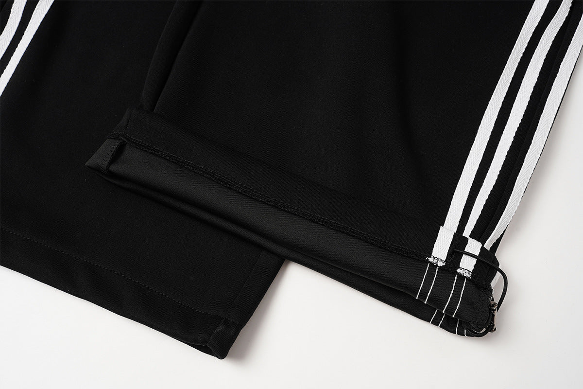 Wide-Leg Sweatpants with Barcode Cross Print & Double Waistband