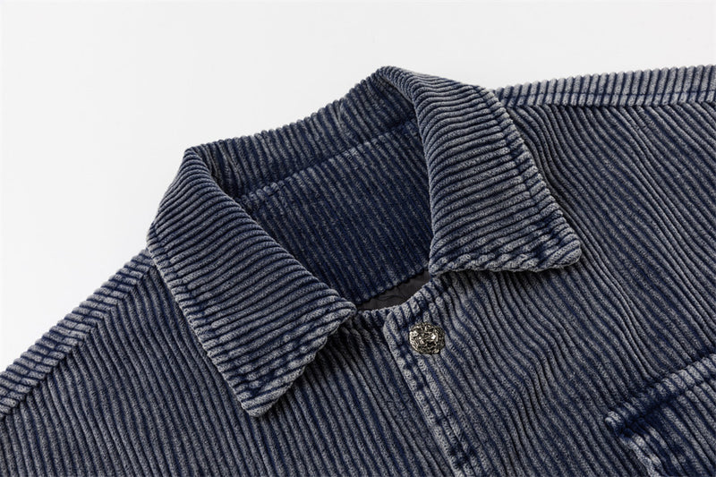 Corduroy Bomber Jacket – Men's Vintage Washed Multi-Pocket Workwear Coat