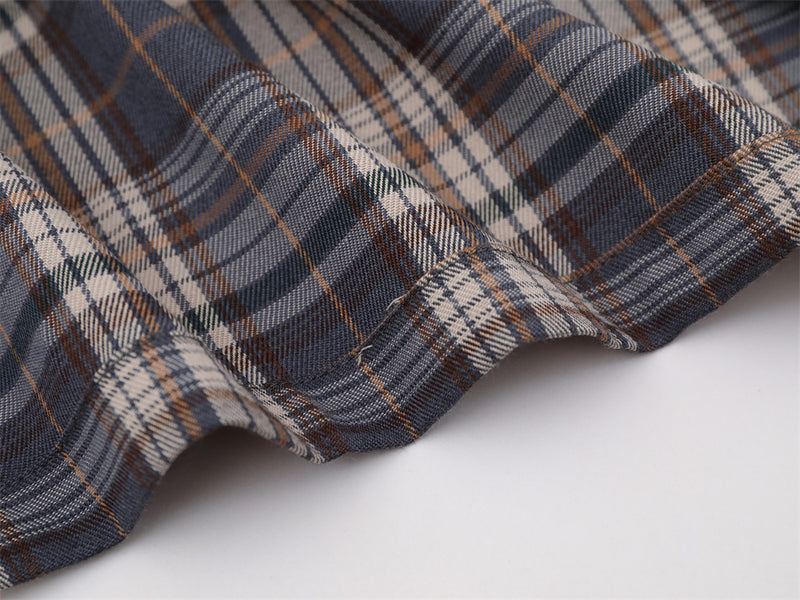 Plaid Faux Two-Piece Long Sleeve Shirt – Punk Letter Print, Relaxed Fit