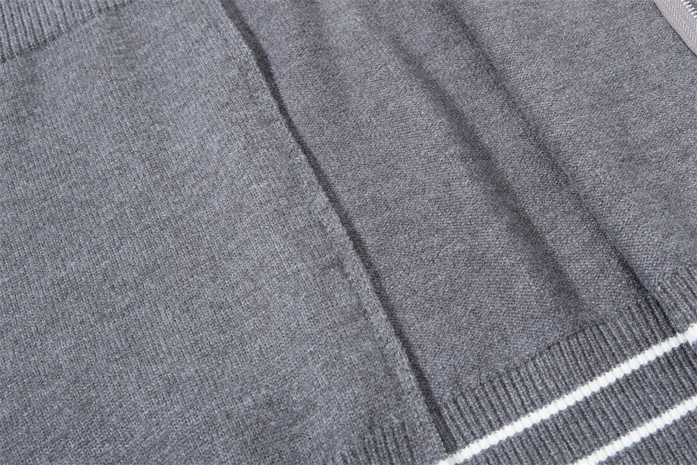 Men Zip Up Sweater Knit Polo Collar Cardigan – Relaxed Fit