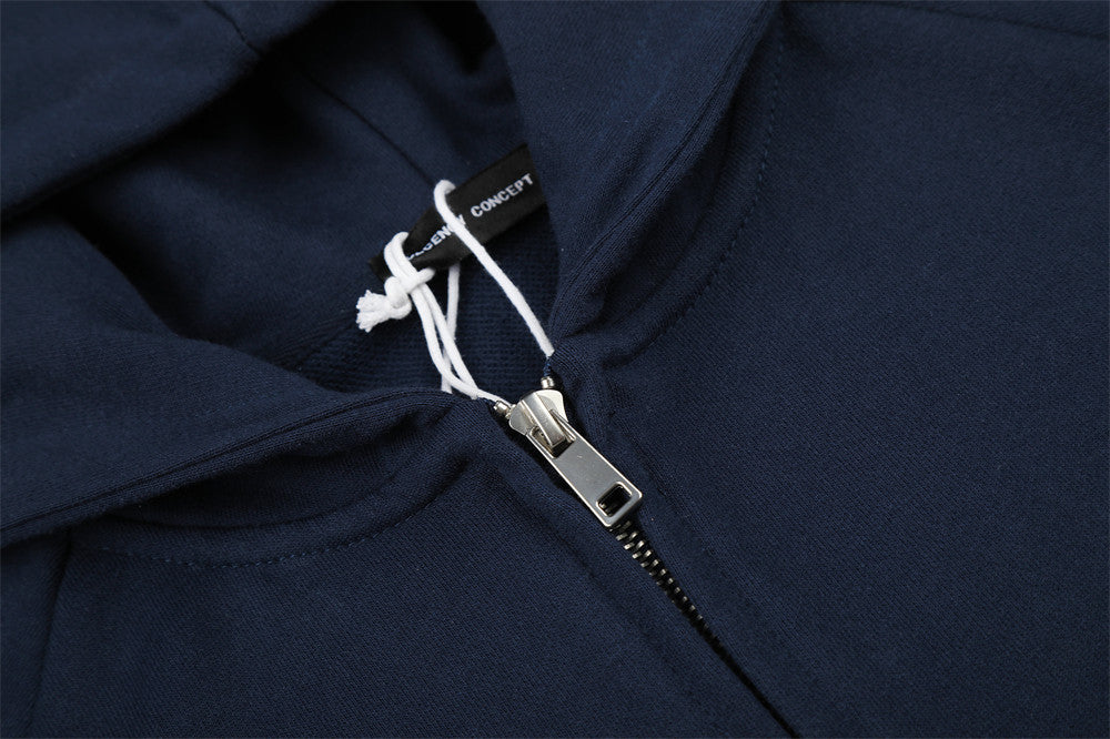 Hoodie zippé à motif script – Cardigan streetwear imprimé sur les manches