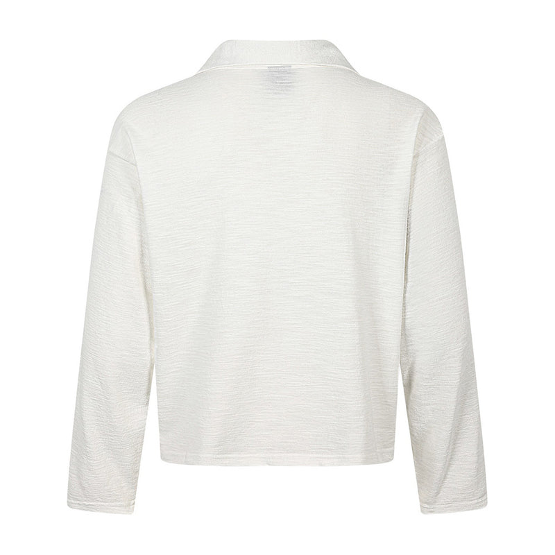 Gothic Angel & Reaper Print Long-Sleeve Polo-Collar Tee