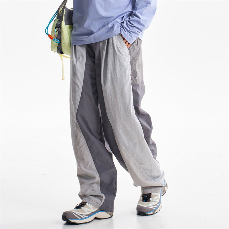 Wide-Leg Colorblock Track Pants – Relaxed Fit Outdoor Sport Trousers