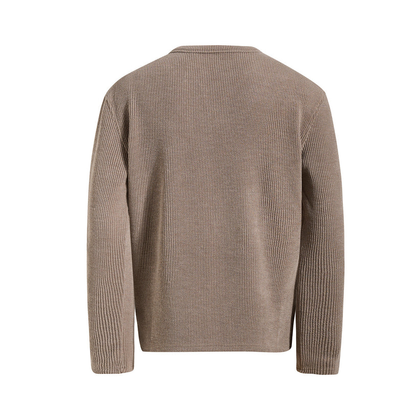 Men's Waffle Knit Henley Long Sleeve Shirt – Relaxed Fit Ribbed Tee