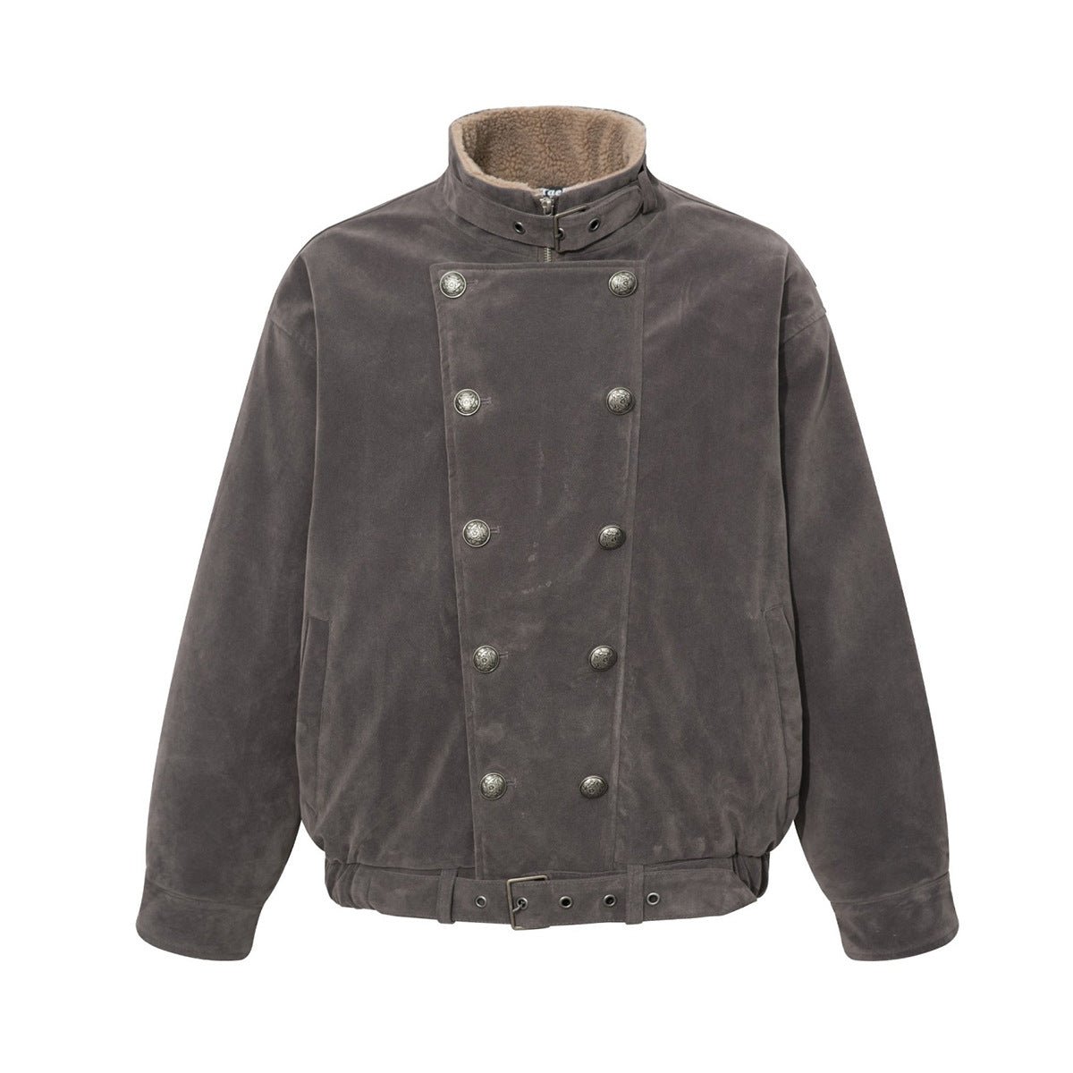 Herren-Doppelreiher – Vintage-Military-Bomberjacke mit Sherpa-Kragen