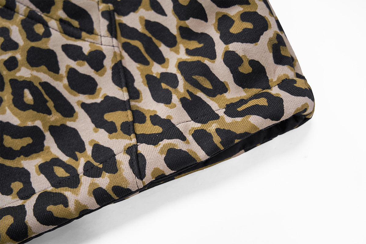 Veste à capuche réversible imprimée léopard – Bomber noir et imprimé animal
