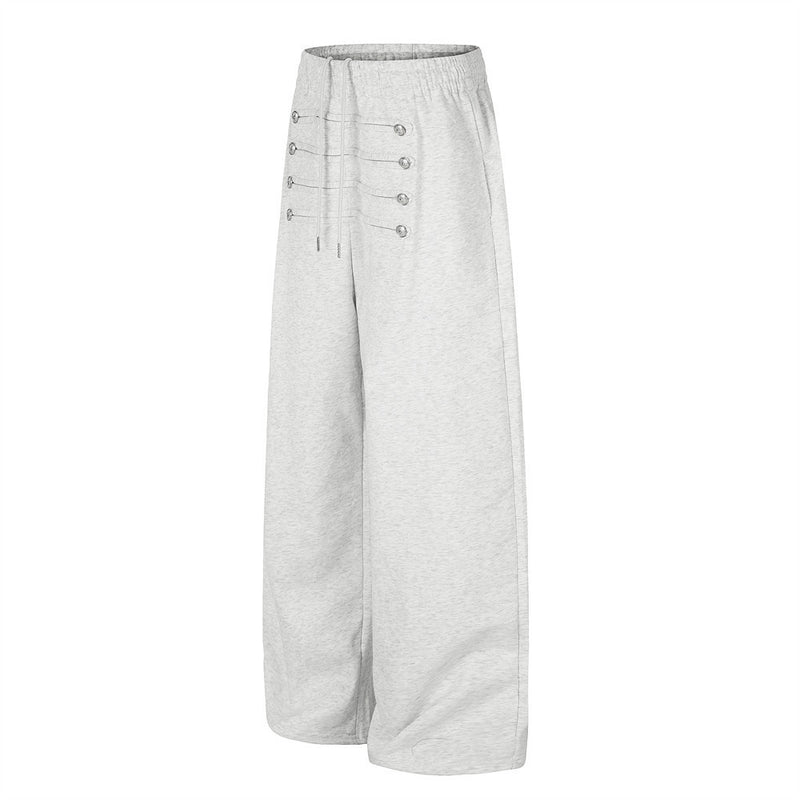 Jogging homme coupe large avec détails de boutons croisés et taille élastique
