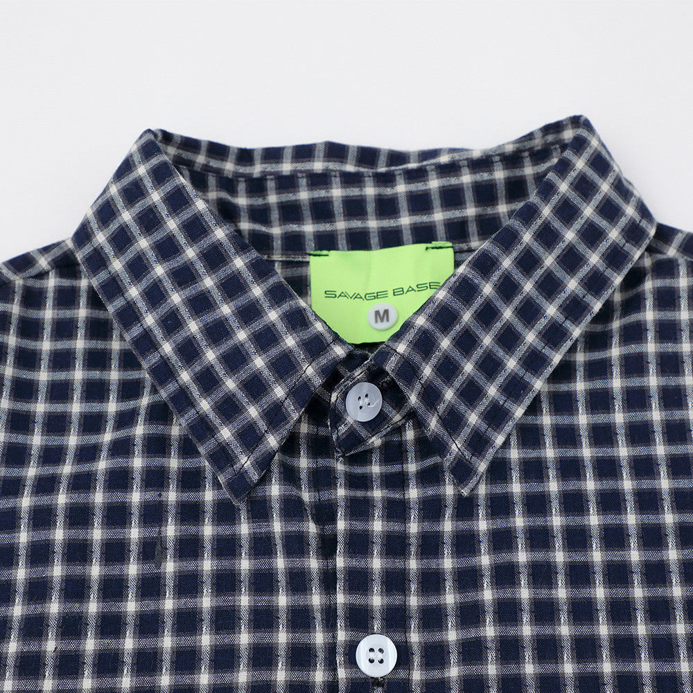 Plaid Check Short Sleeve Shirt – Oversized Streetwear with Script Print