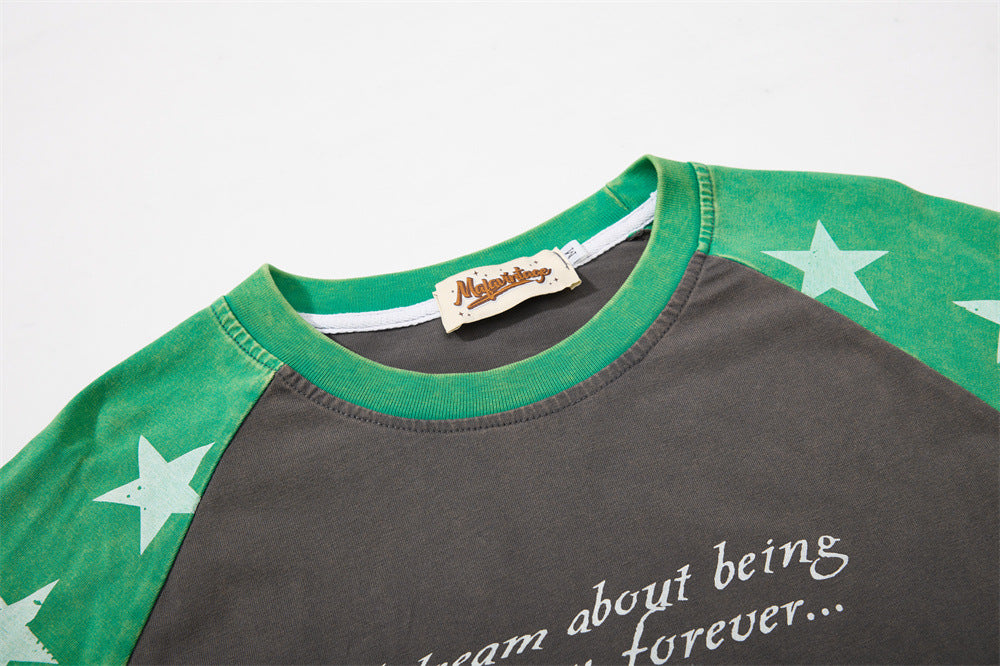 Cathedral Graphic Raglan Long Sleeve Tee with Star-Print Sleeves