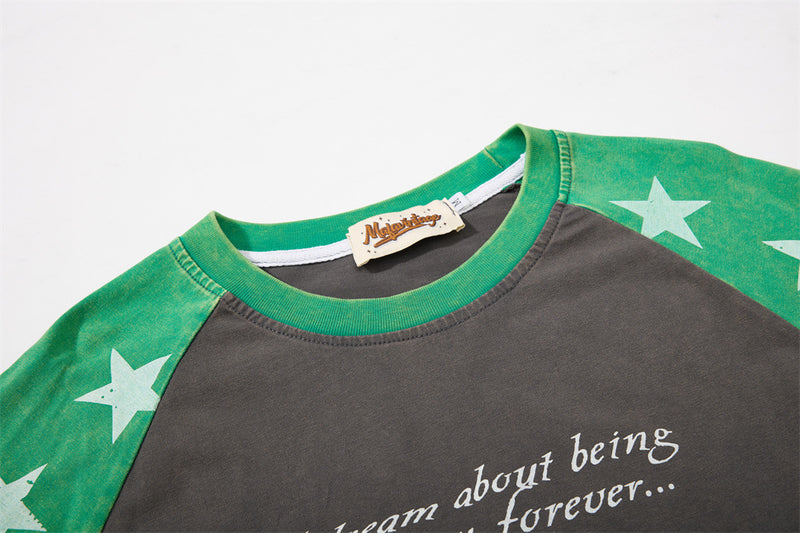 Cathedral Graphic Raglan Long Sleeve Tee with Star-Print Sleeves