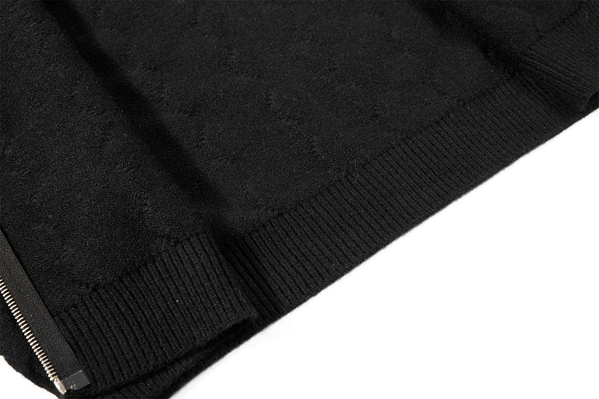 Men's Cable Knit Full-Zip Turtleneck Sweater Jacket