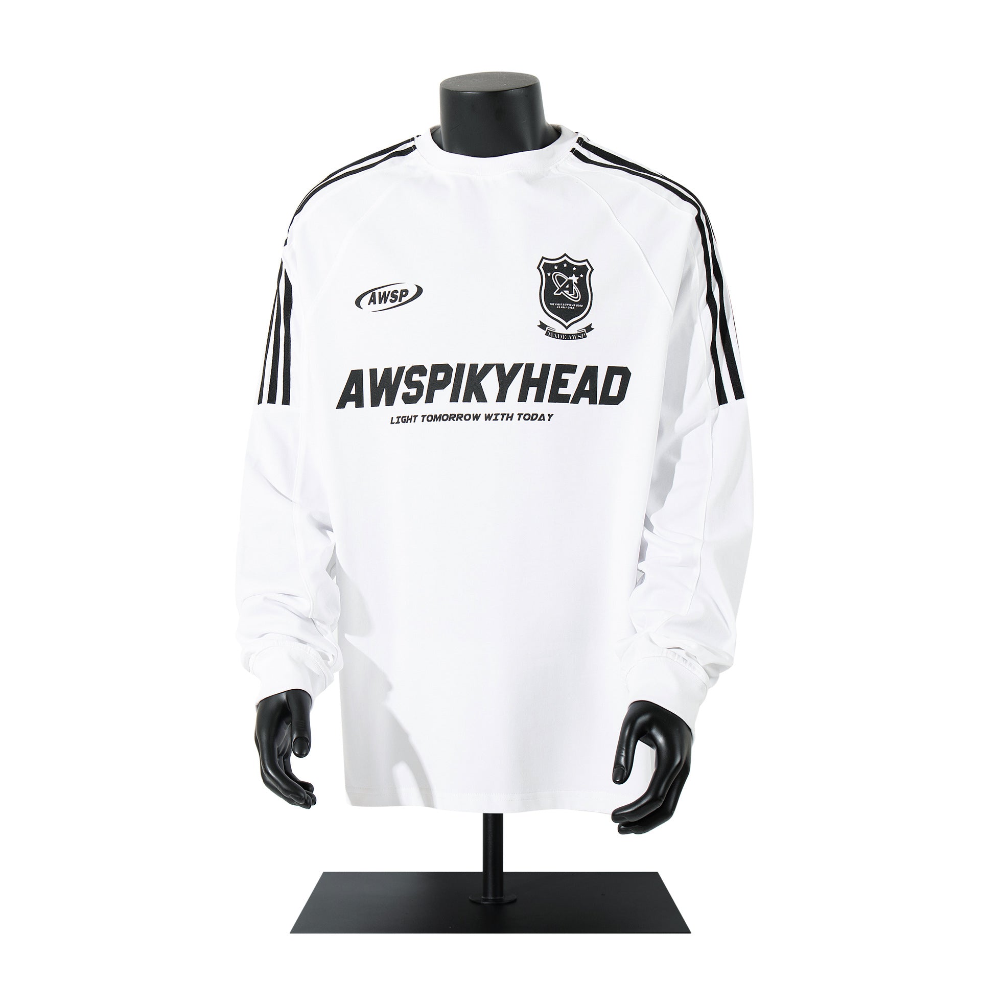 T-shirt à manches longues style football AWSPIKYHEAD – Col rond à rayures