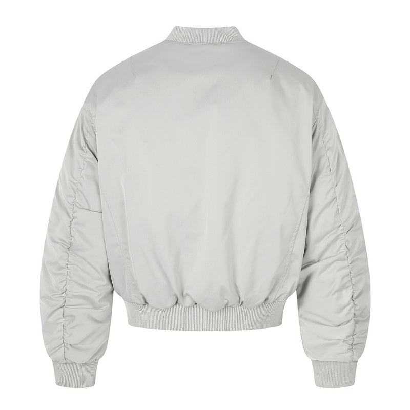 Bomber Jacket Men Oversized Buckle Strap Stand Collar Padded Outerwear
