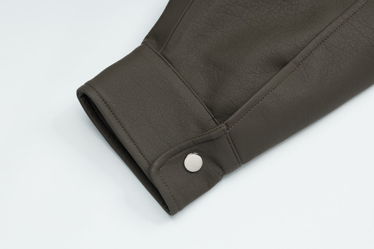 Veste en simili cuir et fourrure, bomber oversize à col sherpa