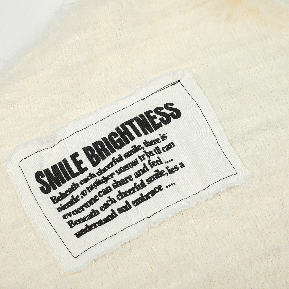 Fuzzy Knit Zip-Up Hoodie with Animal Patches – Streetwear Cardigan