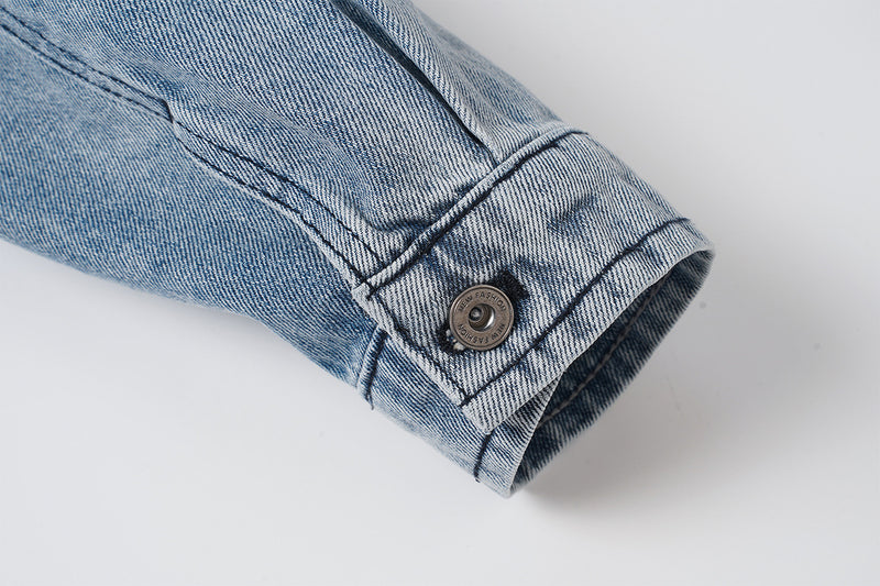 Veste en jean pour homme – Veste trucker en denim délavé à col montant