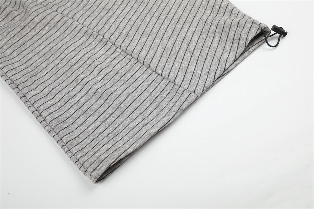 Striped Wide-Leg Sweatpants – Oversized Baggy Fit with Contrast Waistband