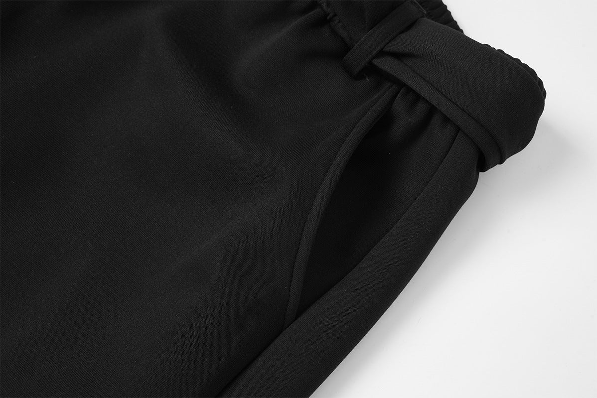 Wide-Leg Sweatpants with Belt Sash and Script Logo Print
