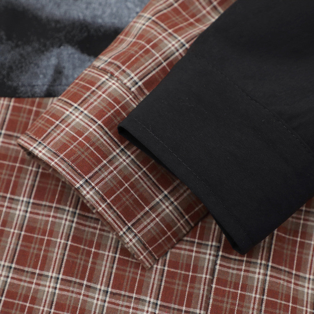 Men's Plaid Patchwork Long Sleeve Shirt – City Desire Graphic Print