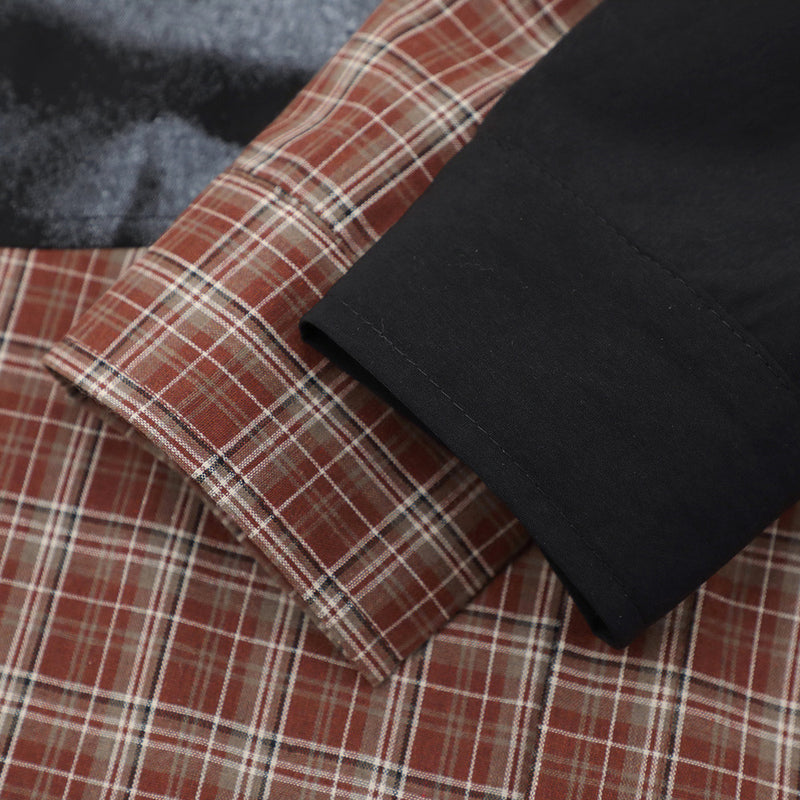 Men's Plaid Patchwork Long Sleeve Shirt – City Desire Graphic Print