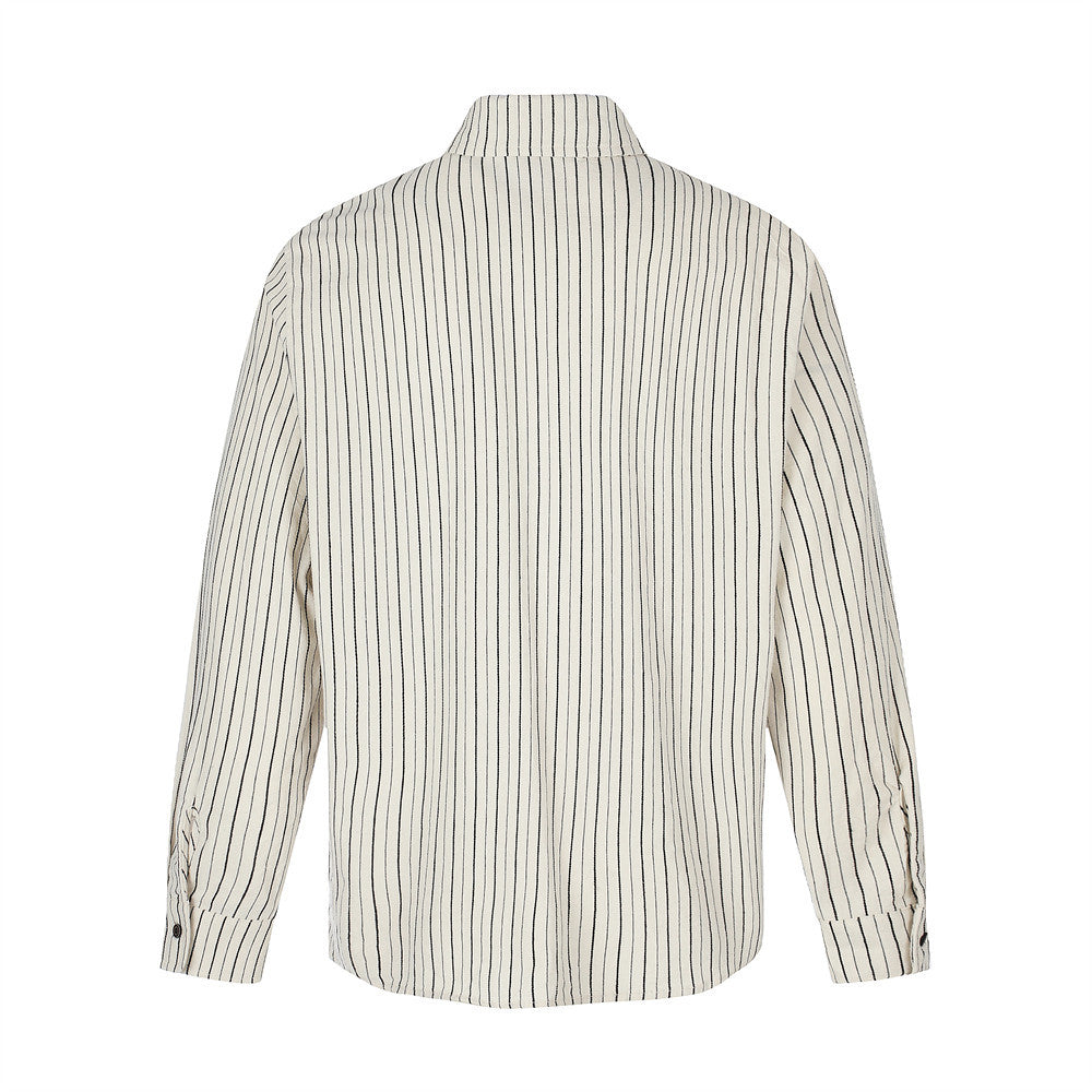 Striped Long Sleeve Shirt – Men's Oversized Relaxed Fit Button-Up